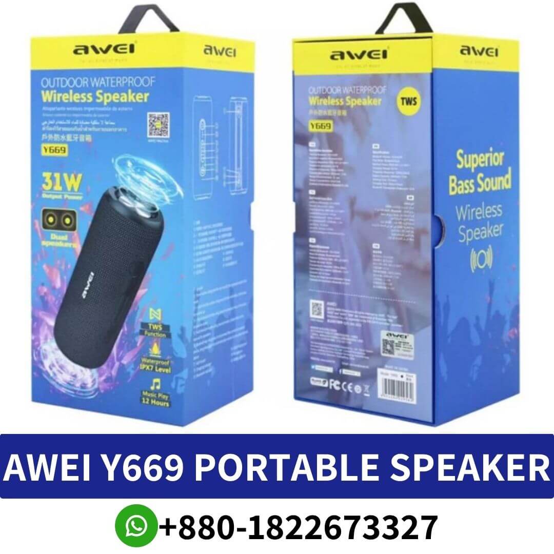 Best AWEI Waterproof Bluetooth Speaker Y669 Price in Bangladesh | Waterproof Bluetooth Speaker 31W Near me BD, Bluetooth Speaker 31W BD