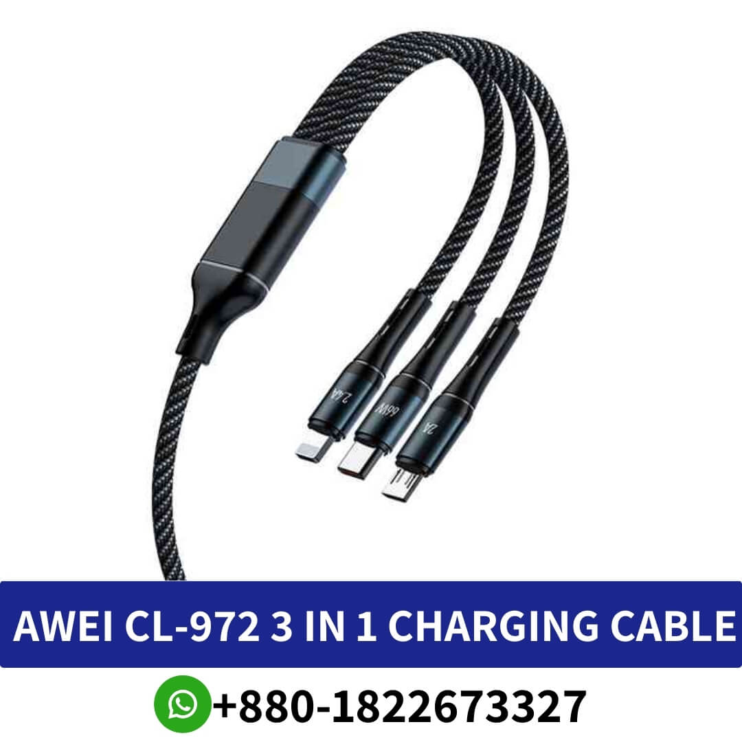 Buy AWEI CL-972 120W 3 In 1 Charging Cable Price in Bangladesh _ AWEI CL-972 120W 3 In 1 Fast Multi Charging Cable Near me BD