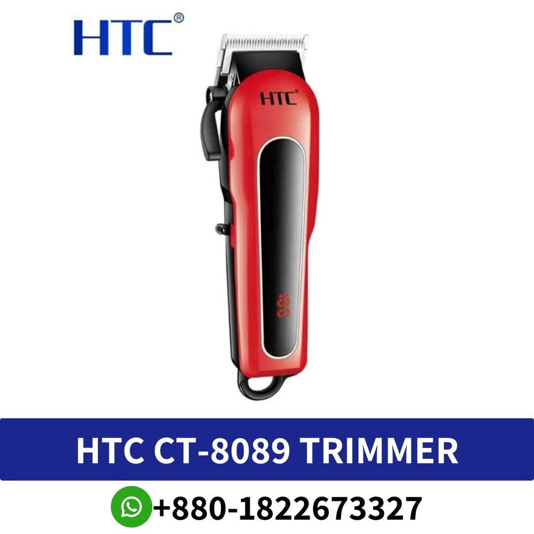 HTC CT-8089 Professional Men Rechargeable Hair Trimmer the remaining power display show Skin-friendly blades for smooth skin