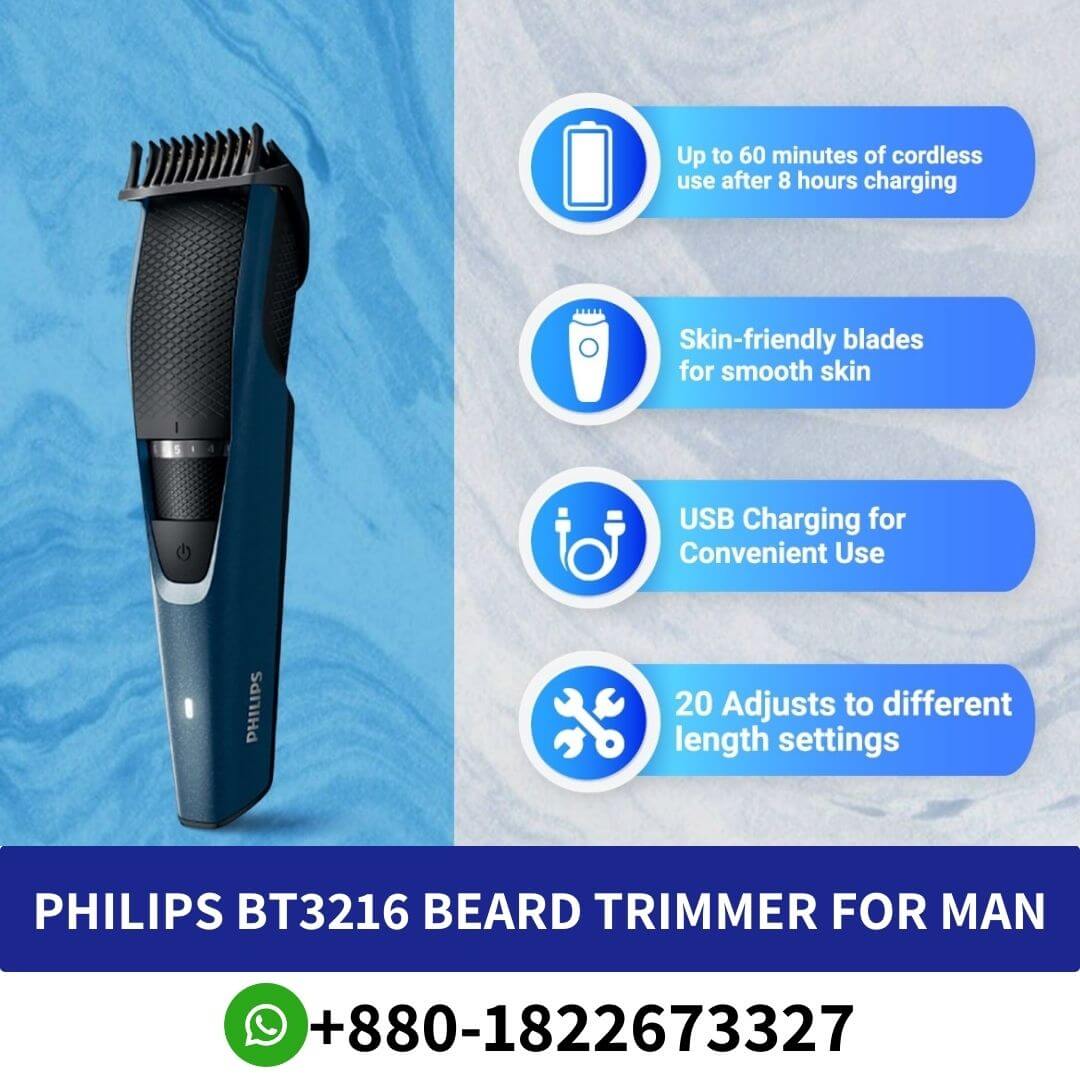 Philips BT3216 Beard Trimmer For Man, philips bt3102/15 beard trimmer price in bangladesh, philips bt3102/25,