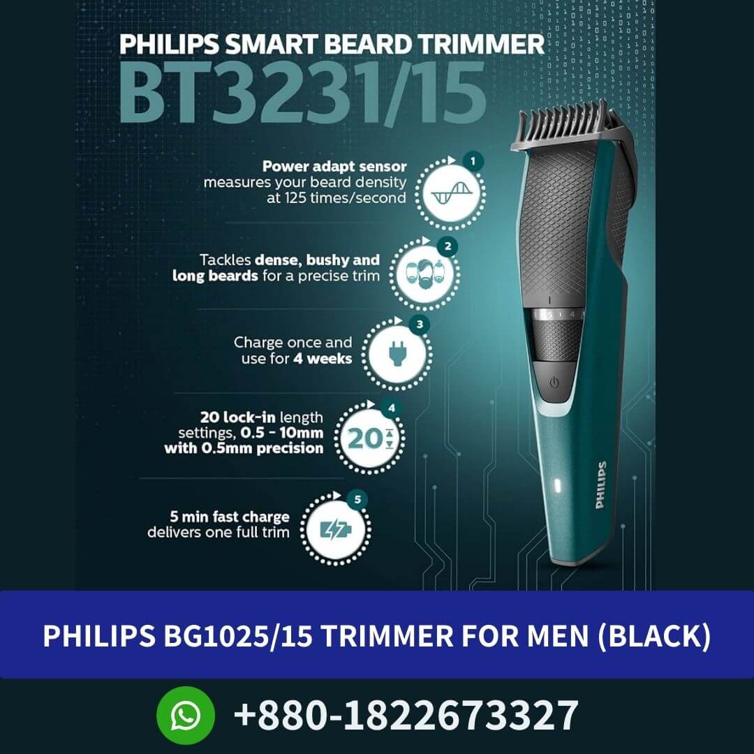 philips bg1025/15 trimmer for men (black), philips bg1025 price in bangladesh,