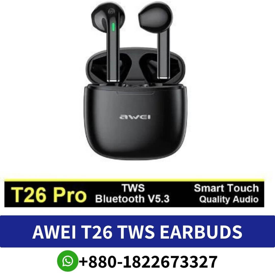 Awei T26 Pro TWS Sports In-Ear Earbuds Bluetooth V5.3, awei t26 pro price in bangladesh, Awei T26 TWS Earbuds Wireless Bluetooth Headphone,