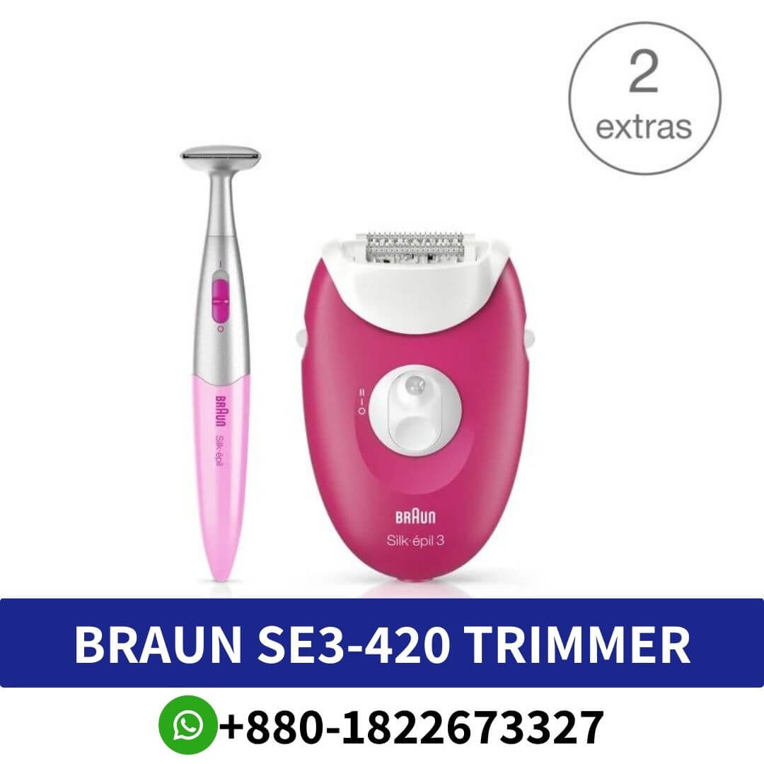 BRAUN SE3-420 Epilator With 2 Extras Trimmer For Women Soft Lift Tips lift flat-lying hair and guide them to the tweezers for easier removal.