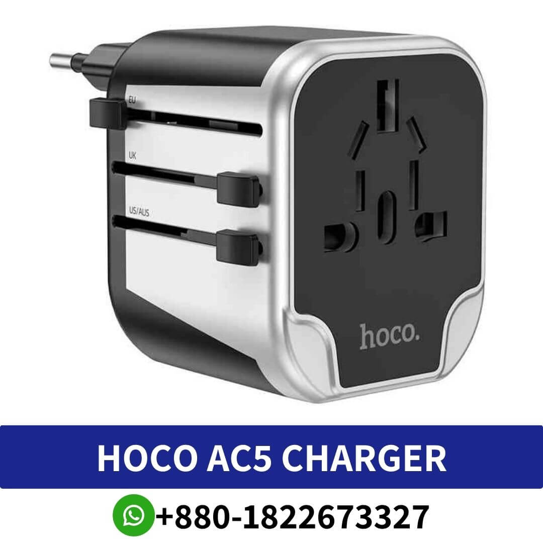 HOCO AC5 2USB+1Socket Universal Conversion Charger All-in-one Phone Charging Adapter Portable Power Socket. AC5 Level, wall charger