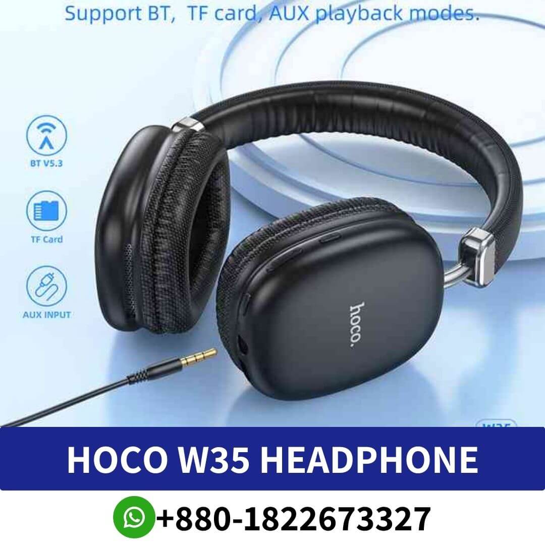 Hoco W35 Extra Bass Noise Cancellation Wireless Headphone Price in Bangladesh, Hoco W35 Bluetooth Wireless Headphone, Hoco W35 HiFi Wireless Bluetooth Headphones Price in Bangladesh,