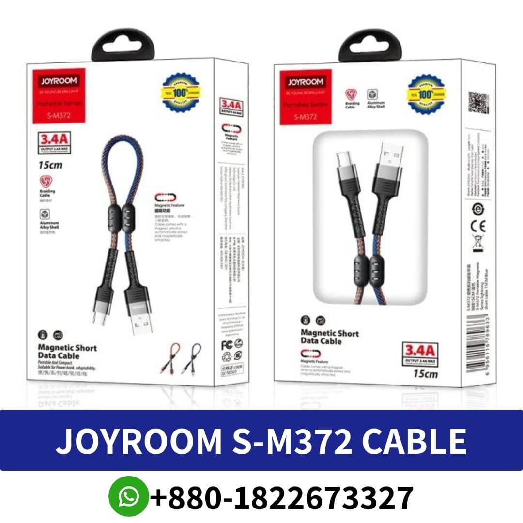 Joyroom S-M372 Micro USB to USB Portable 3.4A Aluminum Alloy Magnetic Braided Data Cable Price In Bangladesh, JOYROOM USB Type C Cable 1.5 m SM372, JOYROOM Type-C to Type-C 100W 5A Cable , JOYROOM S-M372 Portable Series Magnetic Short Cable, JOYROOM S-M372 Micro USB to USB Portable Aluminum Alloy Magnetic Braided Data Cable, 3.4A, Length: 15cm(Black),