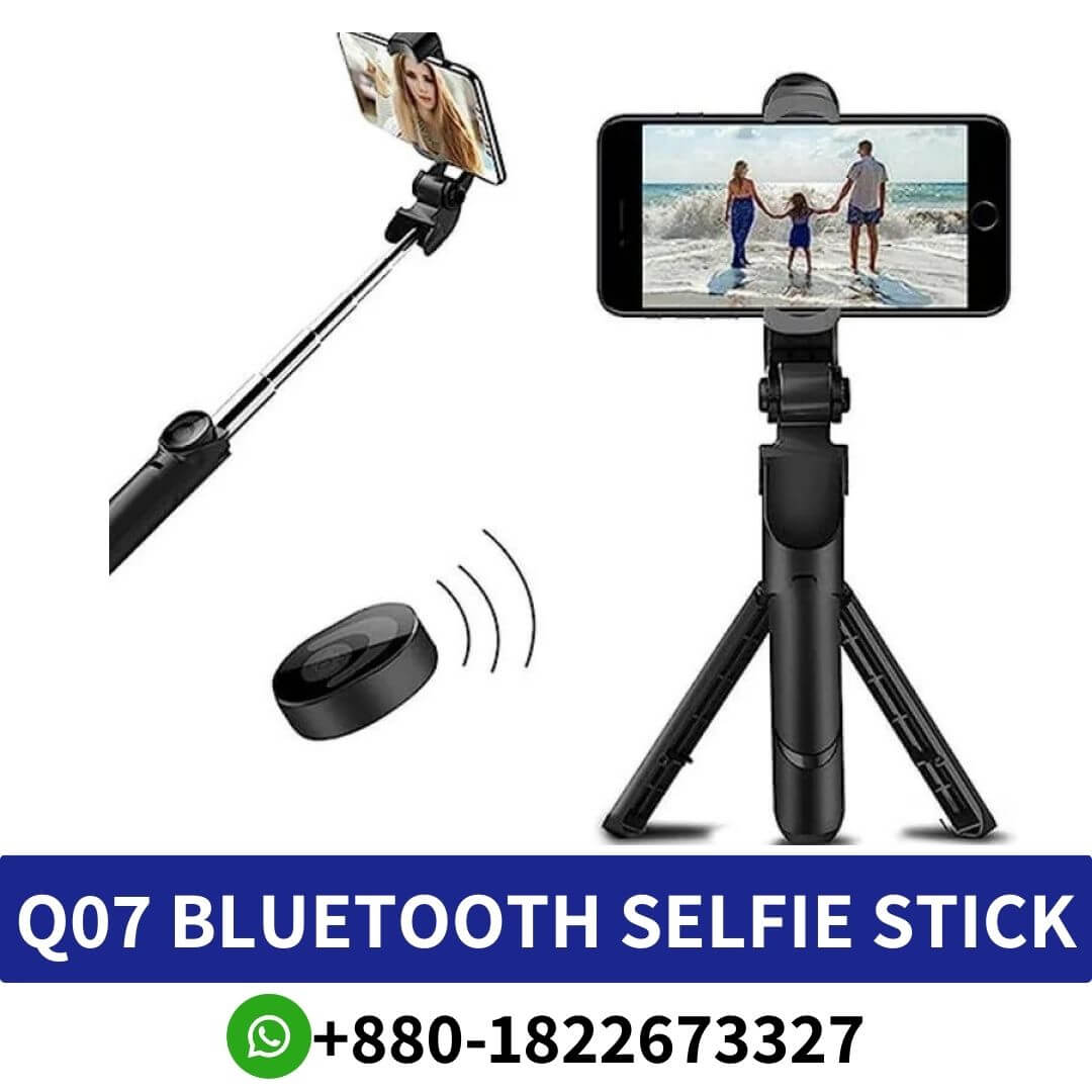 Q07 Bluetooth Selfie Stick with Light • This is a Bluetooth Enabled Selfie Stick for Mobile Phones. Just click the wireless remote to capture the photo