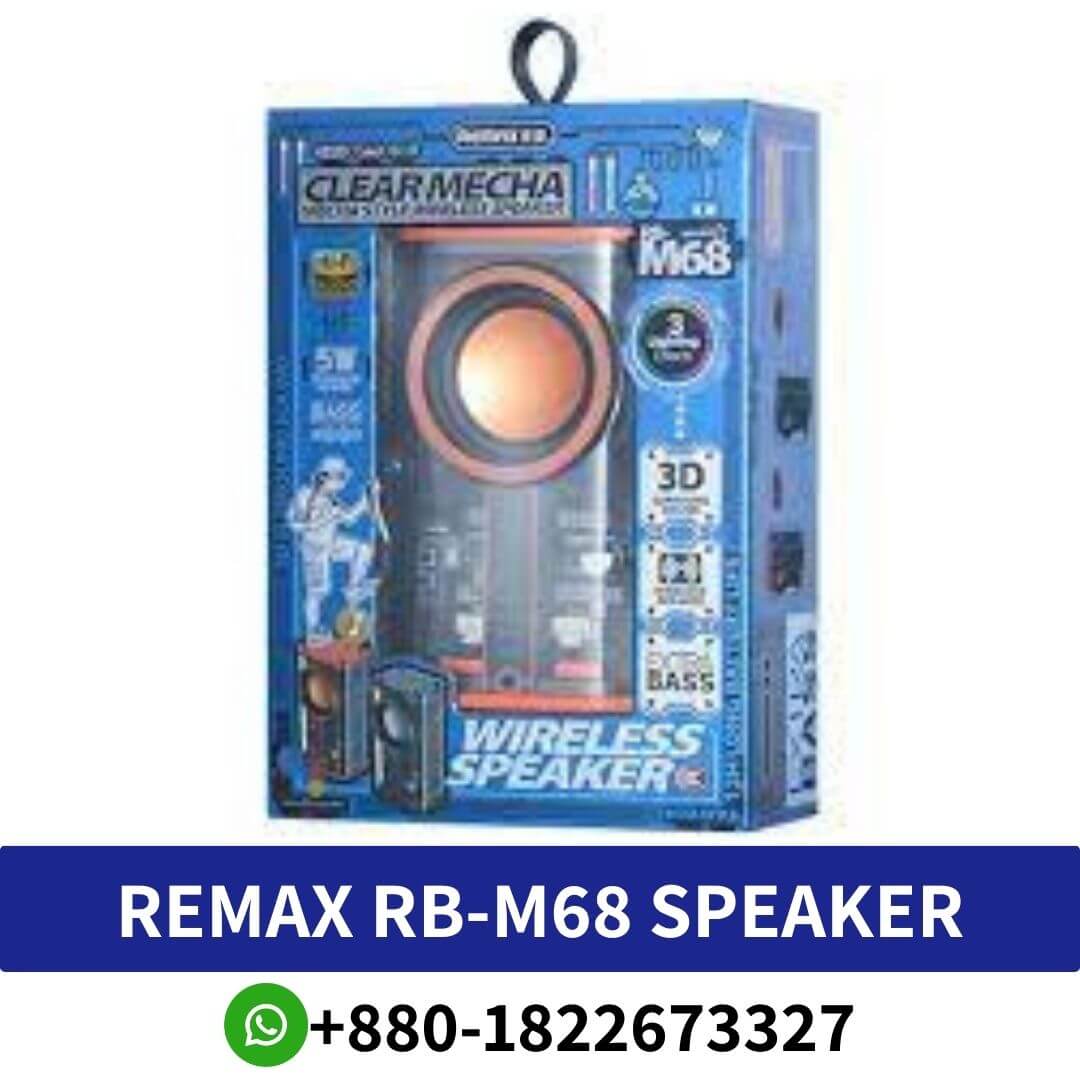 REMAX RB-M68 Mecha Wireless Speaker immerse­s you in a captivating audio journey, thanks to its 3D surrounded subwoofer de­signed for powerful super bass.