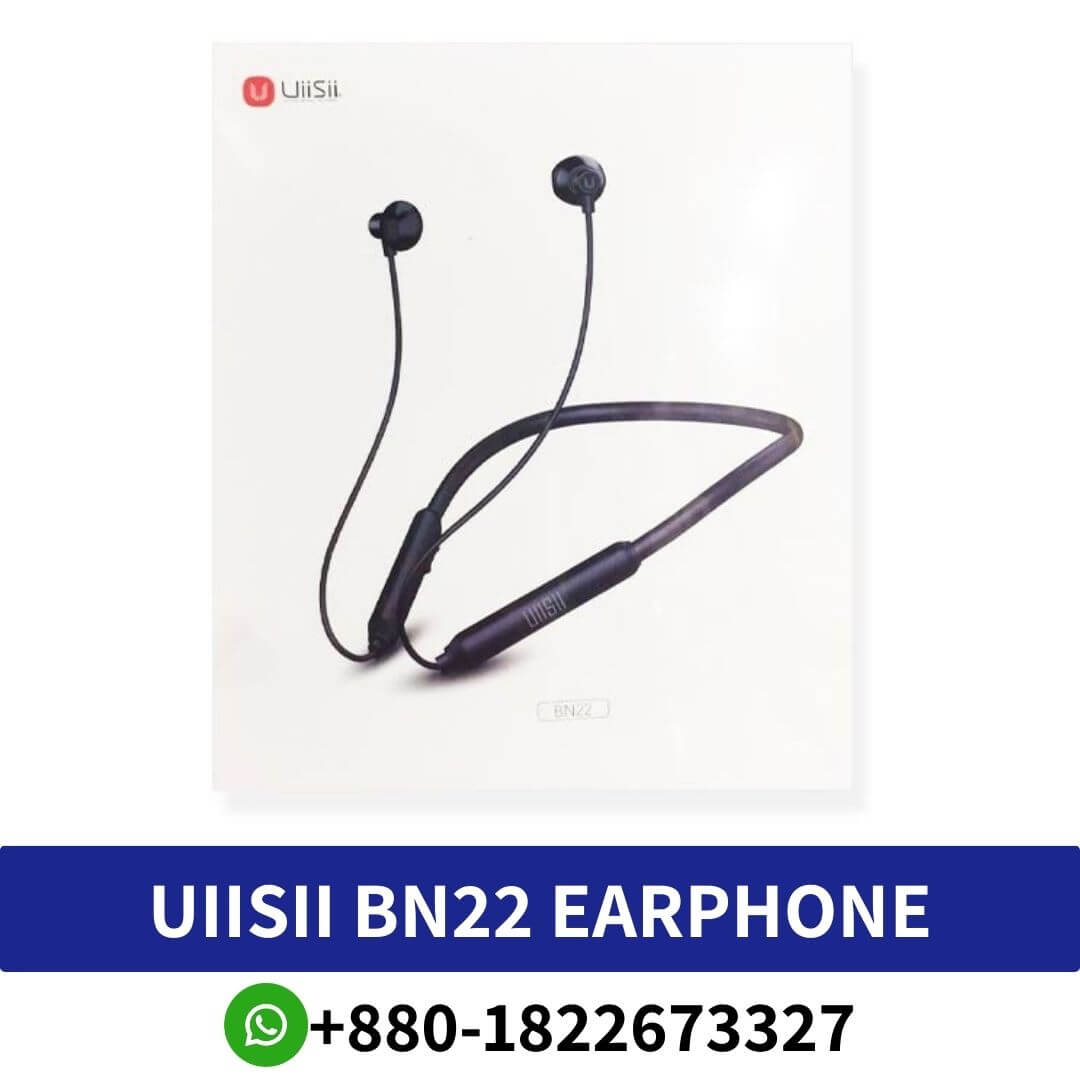 UiiSii BN22 Wireless Bluetooth Neckband Earphone Price In Bangladesh is equipped with a 13 mm dynamic driver and BK3266 Bluetooth chip.