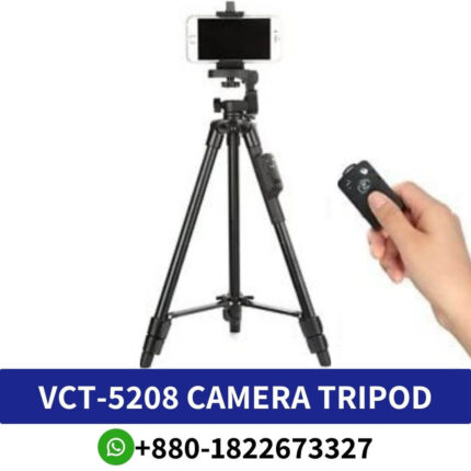 VCT-5208 YUNTENG camera stand in BD - Bluetooth Remote control tripod stand in Bangladesh - Camera stand shop near me - Mobile tripod