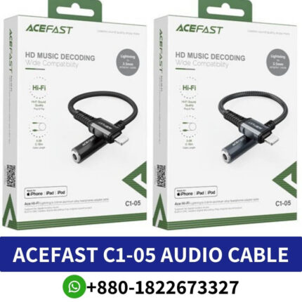 ACEFAST C1-05 audio cable for Lightning to 3.5mm female Price In Bangladesh, ACEFAST C1-05 Lightning to 3.5mm Female Headphone Adapter, Audio cable C1-05 for Lightning to 3.5mm female I ACEFAST High End Accessories, AceFast C1-05 Lightning to 3.5mm Aluminum Alloy Headphones Adapter Cable, MFI Audio Cable C1-05 Lightning To 3.5mm Female, Acefast C1-05 Lightning To 3.5mm Dongle