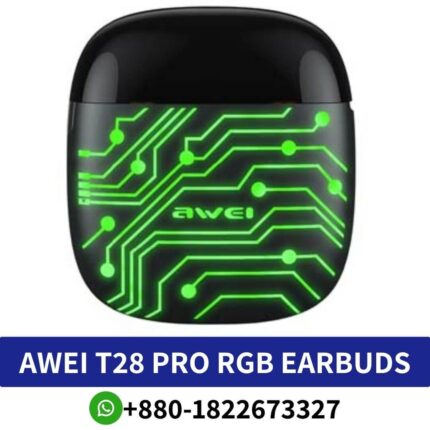 AWEI T28 Pro_ Wireless earbuds with Bluetooth V5.1, IPX6 waterproof, RGB lighting, long battery life._Awei T28 Pro earpbuds shop near me