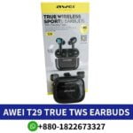 AWEI T29_ V5.0 Bluetooth earbuds with 6mm drivers, long battery life, charging case, and stable connectivity for active lifestyles shop near me