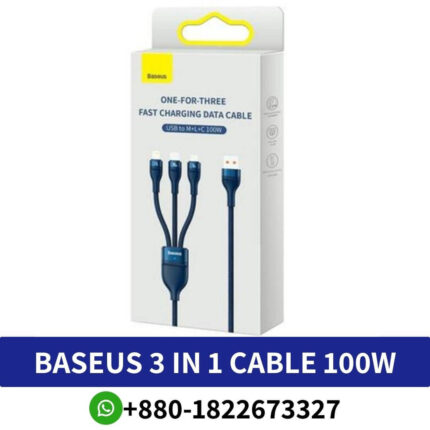 Baseus Cable Flash Series Ⅱ One-for-three Fast Charging Data Three in One Cable USB to M+L+C 100W 1.2m Price In Bangladesh, Baseus Cable Flash Series Ⅱ One-for-three Fast Charging, Baseus Cable Flash Series Ⅱ One-for-three, baseus 3-in 1 cable price in bd, baseus 3 in 1 cable 100w,