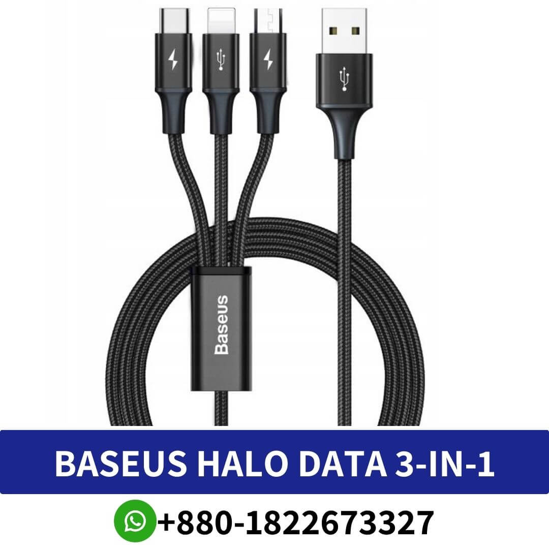Baseus Halo 3-in-1 Data Cable USB For M+L+T 3.5A 1.2M (CAMLT-HA01) Price in Banglade, Baseus Halo 3-in-1 Data Cable USB For M+L+T 3.5A 1.2M, Baseus Halo 3-in-1 Data Cable USB, Baseus Halo 3-in-1 USB Data Cable Price in Bangladesh, Baseus Halo 3-in-1 Data Cable price in bangladesh, Baseus Cable StarSpeed 3in1 Fast Charging Data, Baseus Halo Data 3-in-1 USB Cable Price in BD,