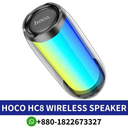 Best HOCO HC8 Compact Bluetooth speaker with powerful sound, versatile connectivity, and 360° LED ambient lighting for ambiance, speaker-in-bd