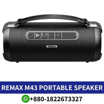 Best REMAX RB M43 Portable speaker with 1500mAh battery, 5-hour playtime, and 500m² sound coverage. m43 Portable speaker shop near me