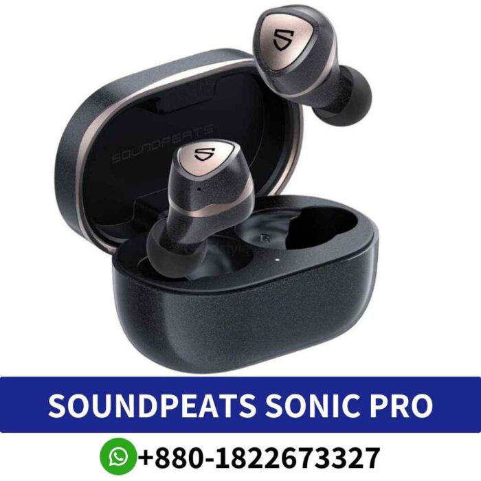 Best SOUNDPEATS Sonic Pro_ Bluetooth 5.2, QCC3040 chipset, 15-hour playback, high-quality audio, comfortable fit. Sonic Pro-Earbuds Shop in Bd
