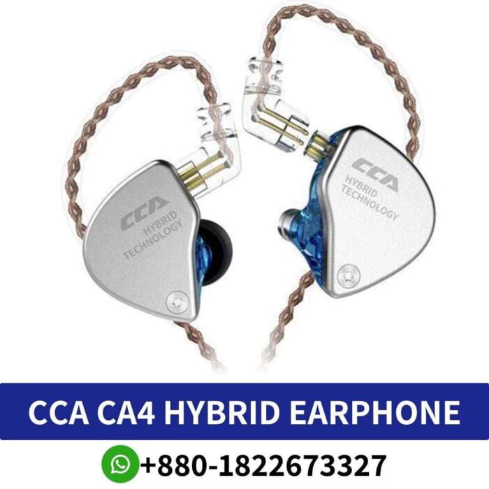 Best _CCA CA4_ Lightweight in-ear earbuds with 1 dynamic & 1 balanced armature driver, 20-40000Hz frequency response, built-in microphone in bd