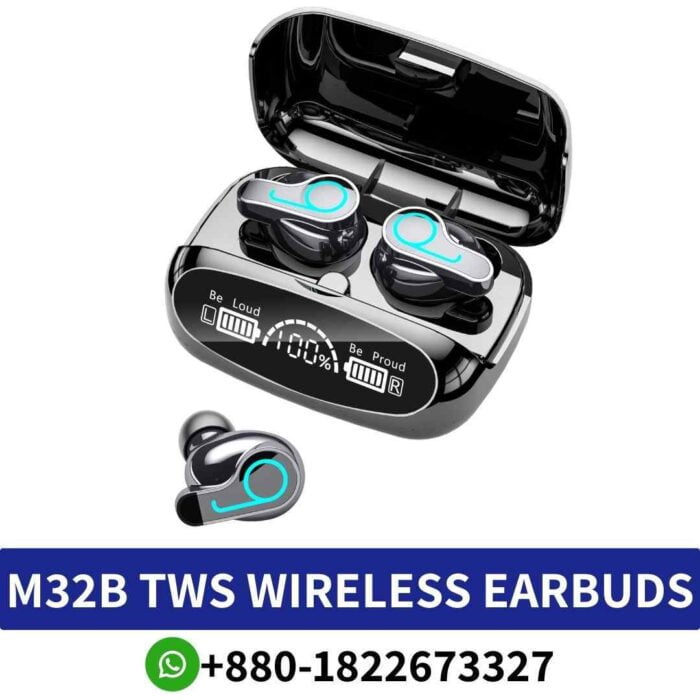 Best _M32B_ Lightweight Bluetooth in-ear headphones with 10m range, IPX7 waterproof, and 4-hour battery._ M32B-Tws-Wireless-Earbuds shop in bd