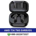 Best_AWEI T36_ Dynamic true wireless earphones with Bluetooth 5.0, 13mm drivers, silicone earcups. t36-Tws-Wireless-Earbuds shop in bangladesh