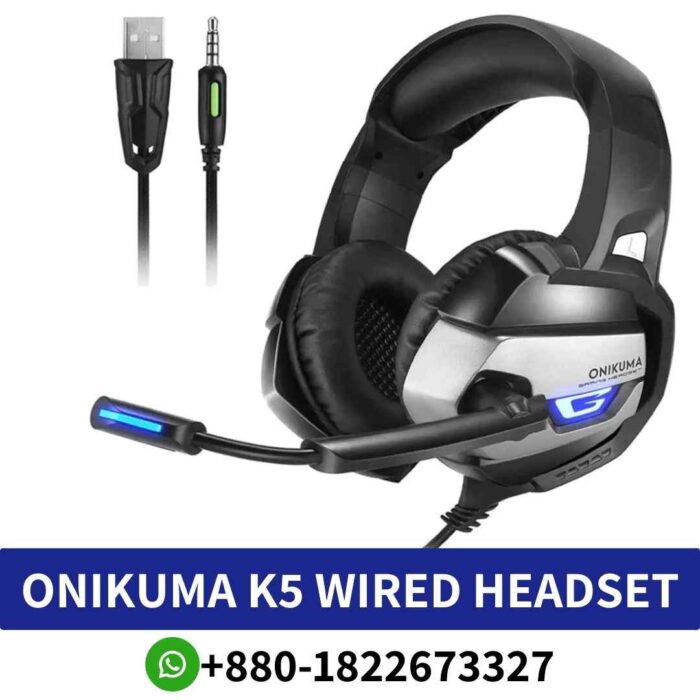 Best_ONIKUMA K5 Gaming Headset_ Immersive sound, noise cancellation, comfort, exquisite design, and cool LED lights._k5 gaming headset shop in bd