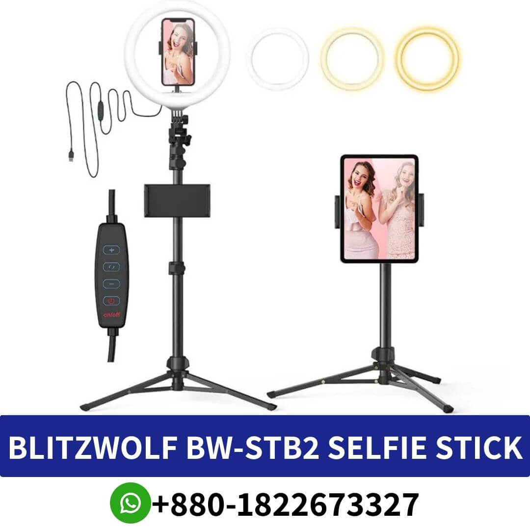 BlitzWolf BW-STB2 Flash LED Phone Tripod Holder Selfie Stick