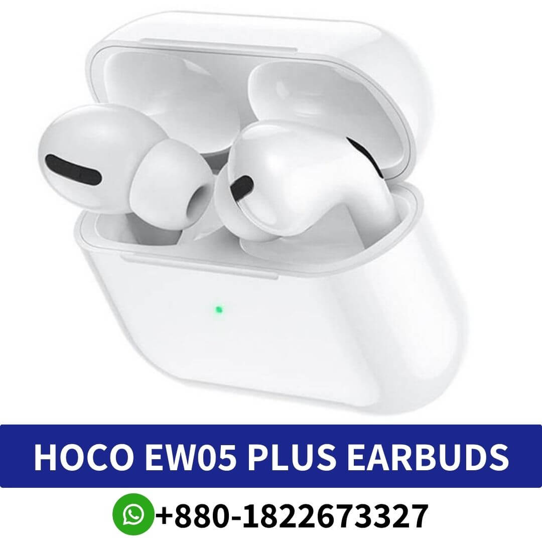 HOCO EW05 Plus_ Active noise-canceling wireless earbuds with waterproofing, compact design, and long battery life.wireless-earbuds shop in bd
