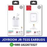 Joyroom JR-T03S_ Wireless in-ear headphones with dynamic sound, volume control, built-in microphone, water-resistant design in black or white