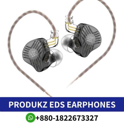 KZ EDS_ In-ear metal earphones with 23Ω impedance, 114dB_mW sensitivity, and 20-40000Hz frequency range._ EDS-in-earphones shop in bd