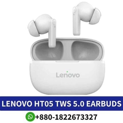 Lenovo HT05_ Wireless earbuds with BT 5.0, 10mm drive, and up to 4 hours playback. ht05 TWS Bluetooth 5.0 Earbuds shop near me