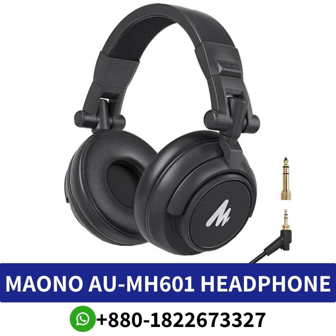 Maono AU-MH601_Dynamic wired headphone, 50mm driver, collapsible design, detachable coiled cable.Maono Au-Mh601 Headphones Shop in bd