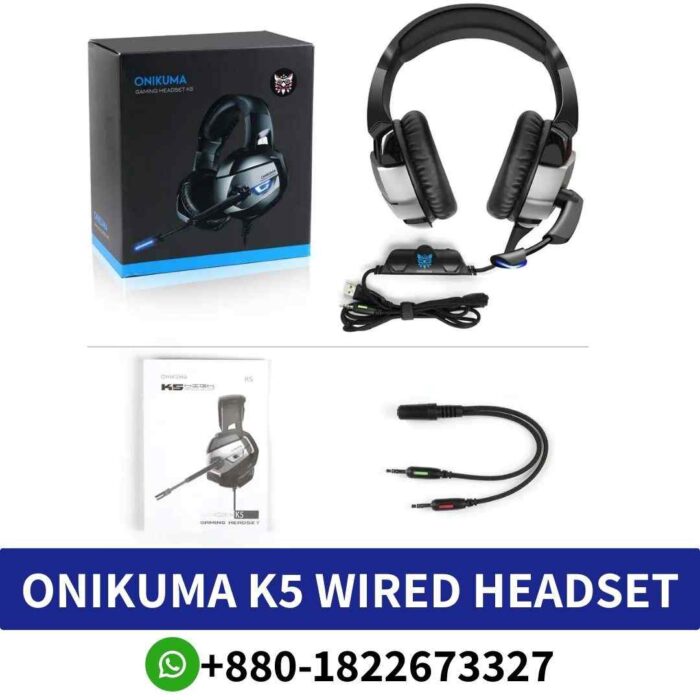 ONIKUMA K5 Gaming Headset_ Immersive sound, noise cancellation, comfort, exquisite design, and cool LED lights._k5 gaming headset shop in bd