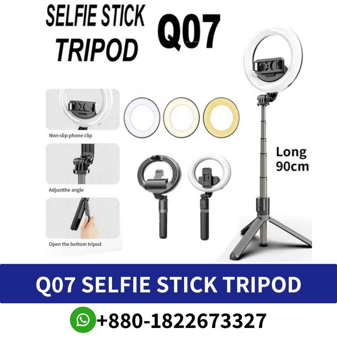 Q07 Live Streaming Light Bluetooth Selfie Stick Tripod