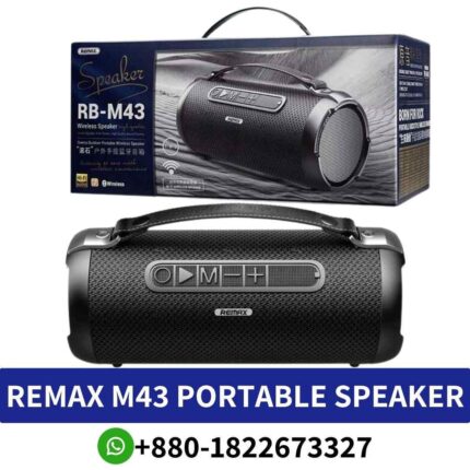 REMAX RB M43 Portable speaker with 1500mAh battery, 5-hour playtime, and 500m² sound coverage. m43 Portable speaker shop near me