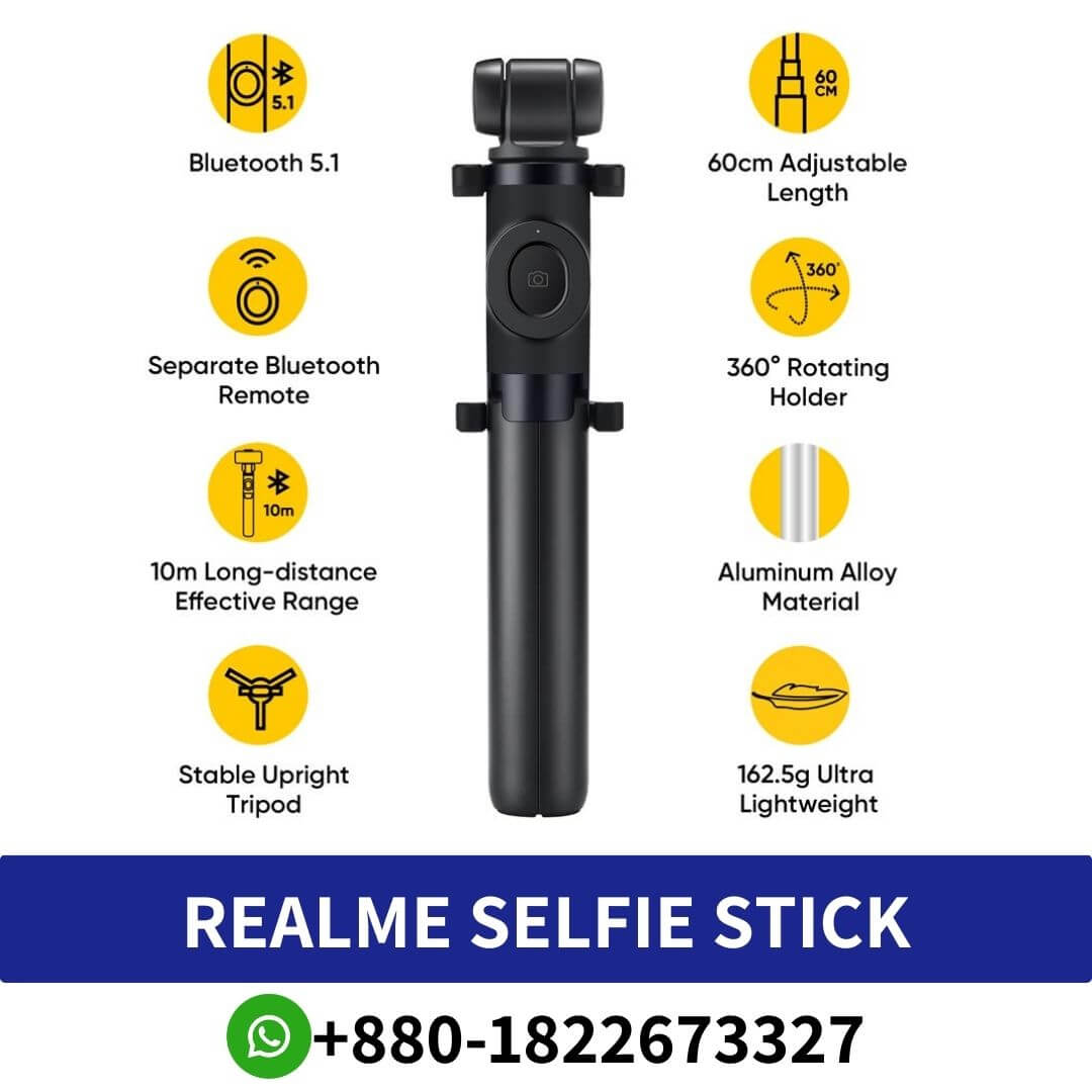 Realme Selfie Stick with Tripod And Wireless Bluetooth 5.1 Remote