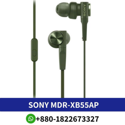 SONY MDR XB55AP_ Powerful bass, in-line mic, comfortable fit, metallic finish, tangle-free cord._SONY Mdr Xb55ap headphone shop near me