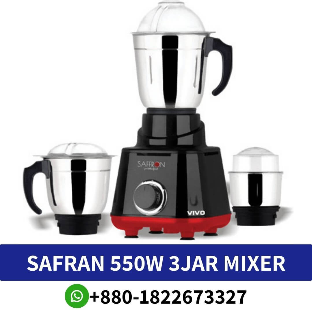 Saffron Vivo 550W Mixer Grinder Price in Bangladesh, Safran 550W Mixer Grinder – The Perfect Addition to Your Modern Kitchen, Safran 550W 3Jar Mixer Grinder with Stainless Steel Jars, Safran 550w 3jar Mixer Grinder, Saffron 550W Vivo Juicer Mixer Grinder(3 in 1), Safran 550w 3jar Mixer Grinder price in bd, Safran 550w 3jar Mixer,