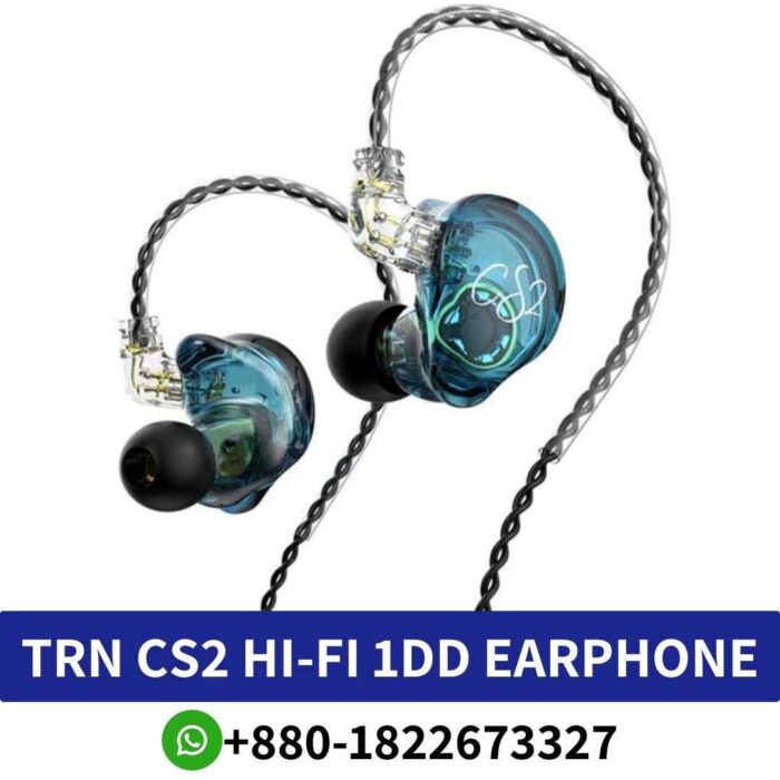 TRN CS2_ Hi-Fi in-ear monitors with 1DD driver unit, delivering clear sound across various frequencies.CS2-Hi-Fi-1dd-Earphone Shop in Bd