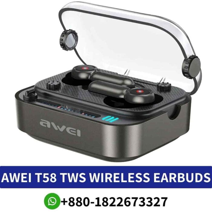 Awei T58 Tws Wireless Communication,Mobile Phone, Computer, Dj, Gaming, Sports, Travel, Professional, Hifi Headphone Shop Near Me