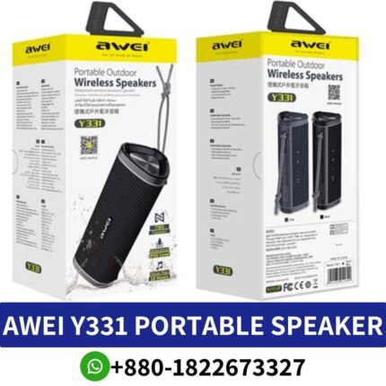 AWEI Y331 Speaker Price in Bangladesh.Y331_ Portable speaker, 10-hour battery, stereo sound, vibrant colors, compact design shop near me