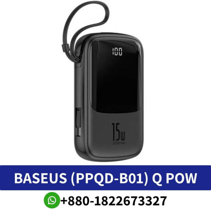 Baseus (PPQD-B01) Q pow 3A 15W 10000 mAh Digital Display Power Bank with Built-in Lightning Cable Price In Bangladesh, Baseus (PPQD-B01) Q pow 3A 15W 10000 mAh Digital Price At Bd, Baseus (PPQD-B01) Q pow 3A 15W 10000 Price At BD, 15W 10000 mAh Digital Display Power Bank with Built-in Price In BD, Power Bank with Built-in Lightning Price In Bangladesh,