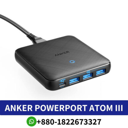 Best ANKER PowerPort Atom III Slim USB C 65W 4 Port PIQ 3.0 & GaN Fast Charger Adapter