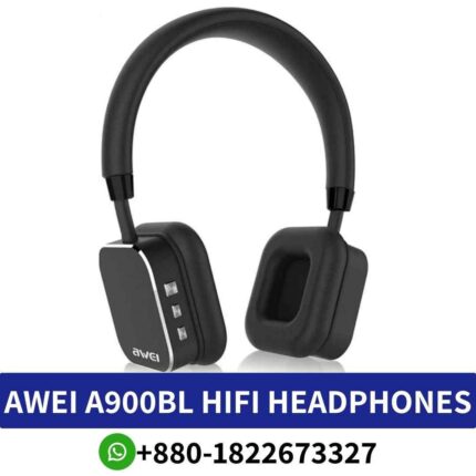 Best AWEI A900BL HIFI headphones with 40mm drivers, 8Hz – 22KHz frequency response, and 32 ohms impedance.hifi wireless headphones shop in bd