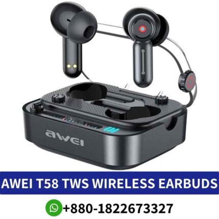 Best AWEI T58 TWS Wireless Communication,Mobile Phone, Computer, DJ, Gaming, Sports, Travel, Professional, HiFi Headphone shop near me