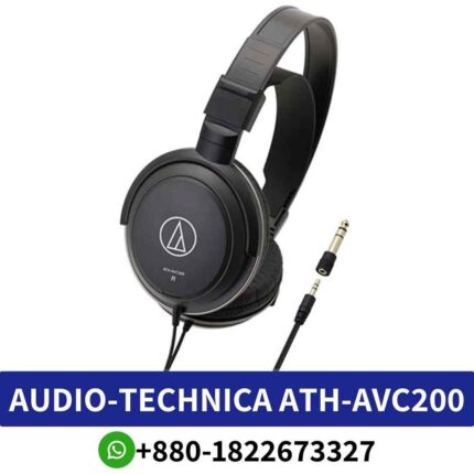 Best Audio-Technica ATH-AVC200 Type_ Over-Ear Headphones Series_ SonicPro Connectivity_ Wired shop in Bd. ath-avc200 headphones shop near me