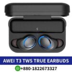 Best Awei tws t3 earbuds Wireless For Mobile Phone, For Internet Bar, for Video Game, Monitor shop in Bangladesh, Awei tws t3 earbuds shop near me