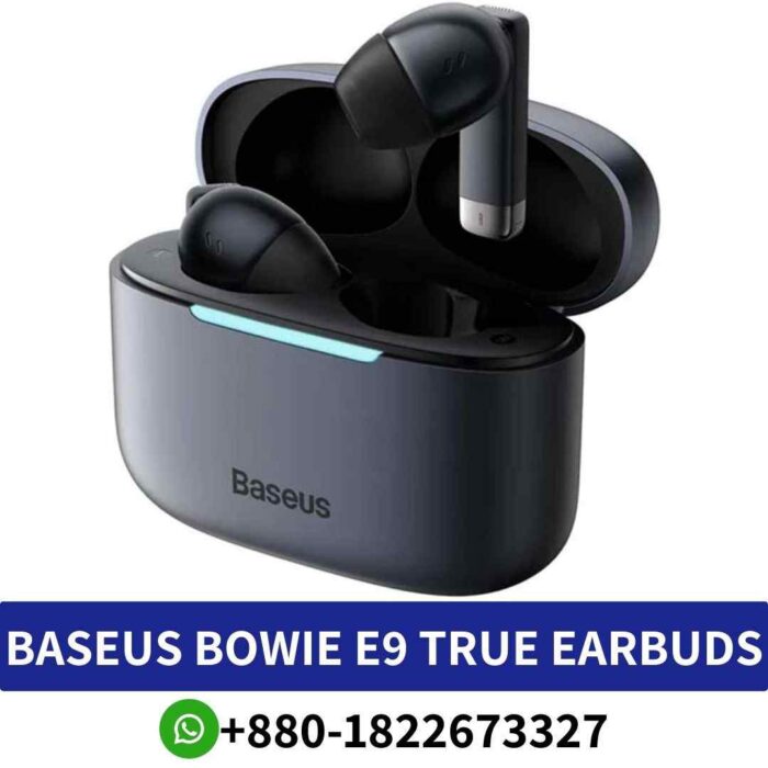 Best BASEUS BOWIE E9_ Wireless earbuds with 5-hour playtime, Type-C charging, and ergonomic design for comfort. Bowie E9-true-earbuds shop in bd