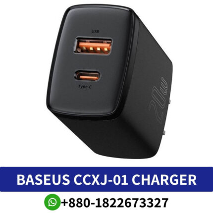 Best BASEUS CCXJ-01 Compact Super Quick Charger Dual Port U+C 20W CN