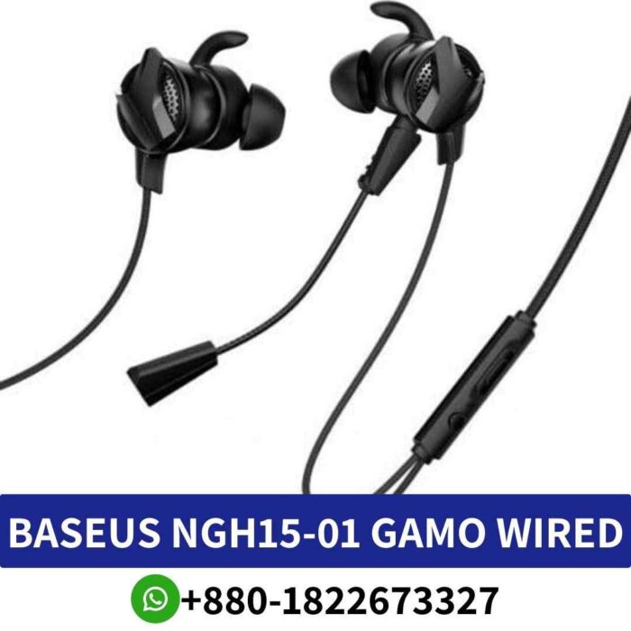 Best BASEUS H15 GAMO-Wired-Earphone shop in bd, ABS+TPE construction, 20Hz-20KHz frequency, 3.5mm interface,various devices shop near me